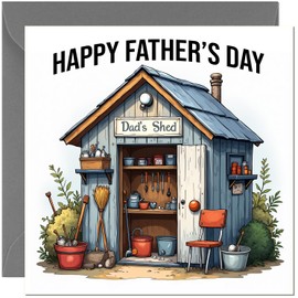 Fathers Day Card for Dad - Dads Shed - Happy Fathers Day Cards for Dad Granddad