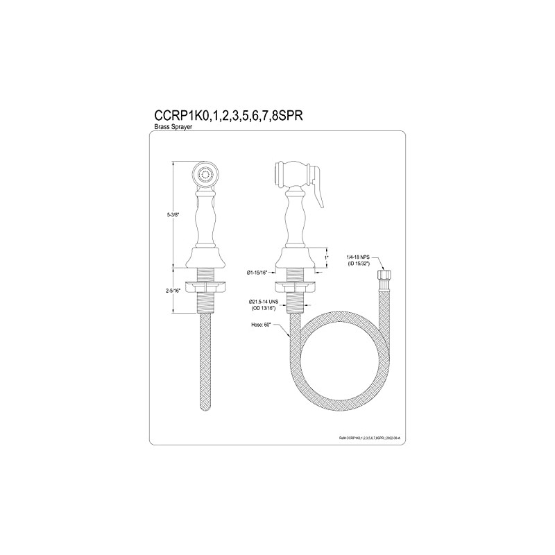 Kingston Brass CCRP1K6SPR Brass Kitchen Faucet Side Sprayer in Polished