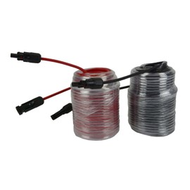 TEMCo 125' Red + 125' Black 12 AWG/Gauge Solar Panel Extension Cable with M/F Solar Connector Ends (Variety of Lengths Available)