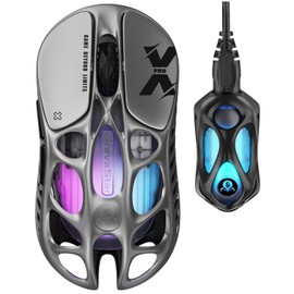 GravaStar Mercury X Pro Wireless Gaming Mouse – 32,000 DPI PAW 3950 Sensor, 8,000Hz Polling Rate, Only 49g, Magnesium Alloy Hollow Frame, RGB Lighting, 5 Programmable Buttons, Tri Mode Connectivity
