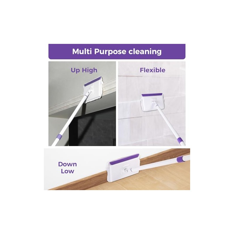 wlich Baseboard Cleaner Tool with Handle 2.0, 60" Extendable Long