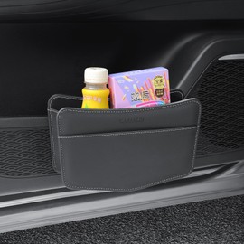 KAFANLIN Car Trash Can small Leather Vehicle Trash Bin Car Dustbin Garbage Organizer Holder with Trash Bag Foldable Mini Cars Storage Bag Container for Auto SUV van trucks (black,clip on)