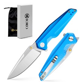 LONSDOW 14C28N Aluminum Alloy Handle Folding Knives Pocket Self-Defense  Camping Hunting Survival Outdoor Knivescolor: Blue FK-089-6, blade length: 8.5 cm, blade width: 2.8 cm, type: Folding Blade Knife