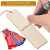 BUYGOO 72Pcs Wooden Blank Bookmarks with String and Holes, Including
