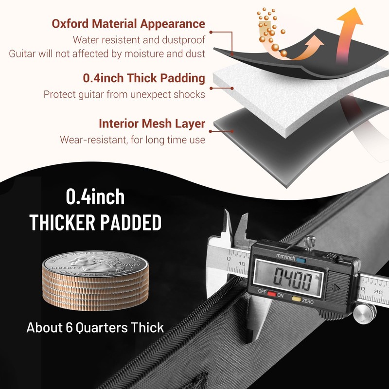 CAHAYA Acoustic Guitar Bag Thick Padding Waterproof Dual Adjustable Shoulder