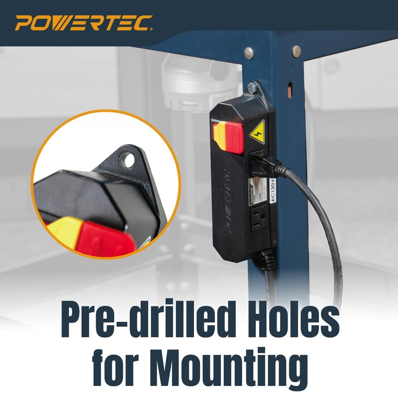 POWERTEC Dual Outlet Power Tool Safety Switch - 120V 15A