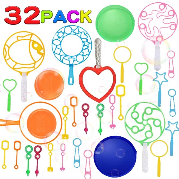 GIFTRRTOY Bubble Wands Set, 32pcs Bubble Wands Toy Set Large