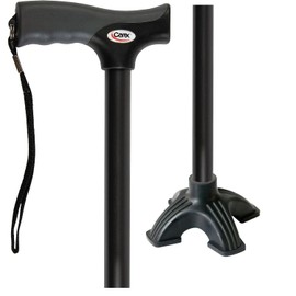 Carex Soft Grip Walking Cane with Pivot Tip - Height Adjustable, Black Cane with Wrist Strap - Latex Free Soft Cushion Handle, for Women & Men