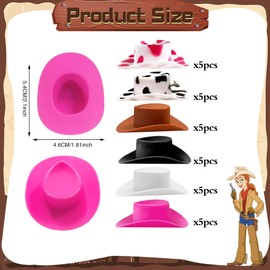 30PCS Plastic Mini Western Cowboy Cowgirl Hat Cute Miniature Hat for Party Accessories Toy Doll Dress Up Play House Games