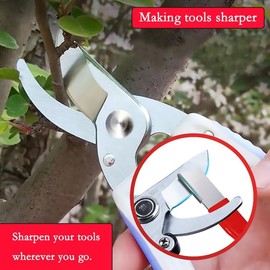 Portable Multi-Tool Sharpener for Lawn Mowers, Garden Tools, Knives, and Scissors - Quick Sharpening Device for Axes, Pruners, Hedge Shears - 2PCS Red Carbide Sharpeners for Home & Outdoor Use