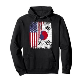 SOUTH KOREAN ROOTS | Half American Flag | SOUTH KOREA Pullover Hoodie