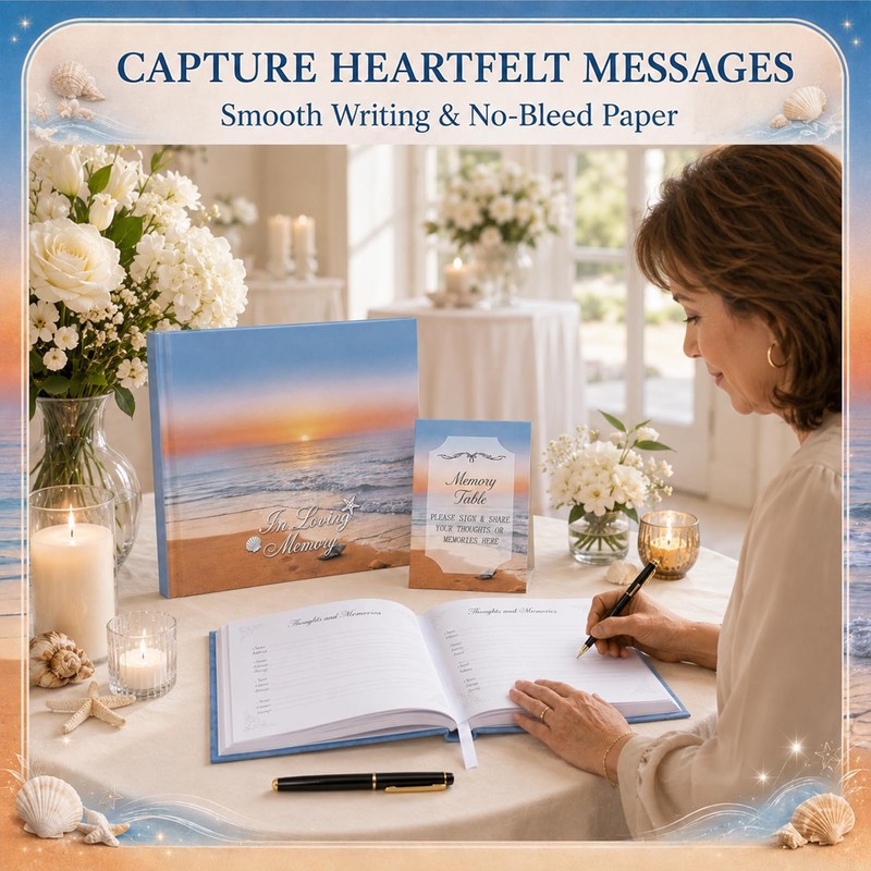 Funeral Guest Book for Memorial Ocean Beach