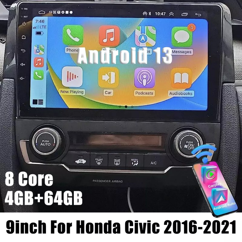 FOR HONDA CIVIC 2016-2021 ANDROID 13 CAR STEREO RADIO GPS