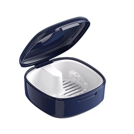 Yuannee Zahnprothesenbox mit Sieb,Zahnschiene Box Zahnspangendose Spangendose Gebissdose Prothesendose Zahnprothesen mit Hängender Zahnprothesenbehälter für Retainer Aligner (blau)