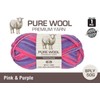 Yatsal Premium 3-Ply Pure Wool Yarn 50 g, Pink/Purple