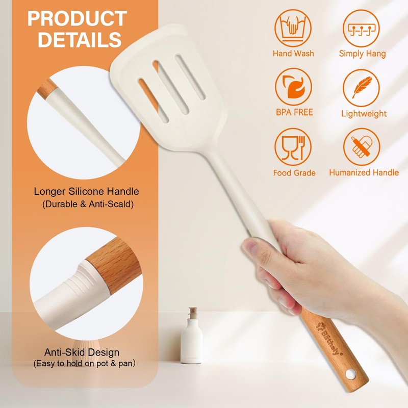 Large Silicone Kitchen Utensils Set, 6 PCS Nonstick Cooking Utensils