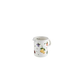 Riess, 0337-068 Kitchen Measure 9 0.5 L Country Fruit Garden Diameter 9 cm Height 12.0 cm Capacity 0.5 Litres Enamel White with Fruit Decoration Induction