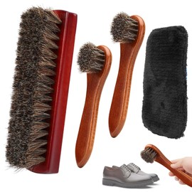 4 Pcs Cepillos para Zapatos, Cepillo para Polvo de Pelo de Caballo, Cepillo para Polvo para Botas, Kit De Cepillos De Brillo para Zapatos De Caballo, Elimina Marcas, Manchas y Rasguños