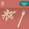 Tenedor Madera Biodegradable 6 Pulgadas 100 Piezas Wecare Ecológico Beige