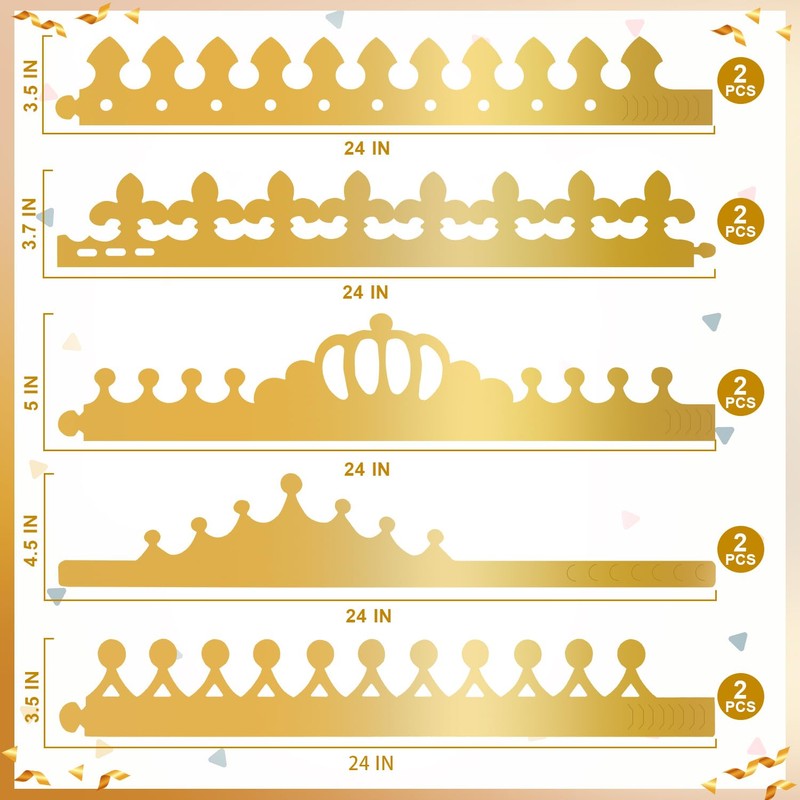 MGZTTHW Gold Paper Crowns, 10pcs Diy Birthday King Crowns Craft