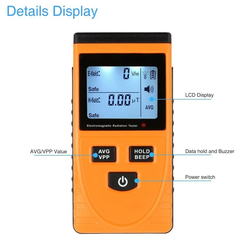 BOWONG DigitalLCD Electromagnetic Radiation Detector Dosimeter Tester EMF Meter Counter