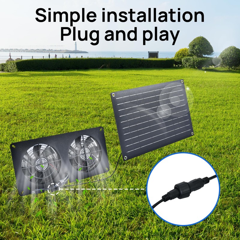 DC HOUSE 20W Solar Fan Powered Exhaust Fan for Chicken