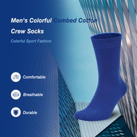 Sakusock - Calcetines coloridos de algodón peinado para hombre, paquete de 4, Azul Real, 7-10