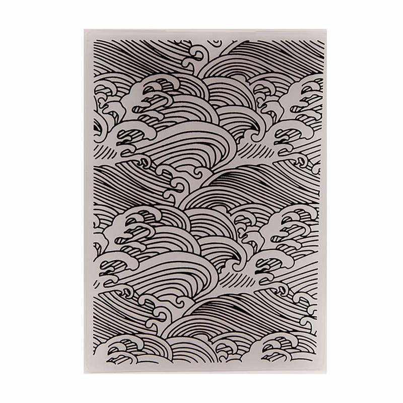 Sea Waves Background Pattern Plastic Embossing Folder, 3D Textured Impressions