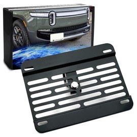 iJDMTOY Front Tow Hook Mount License Plate Relocation Bracket, Compatible with Rivian R1T R1S