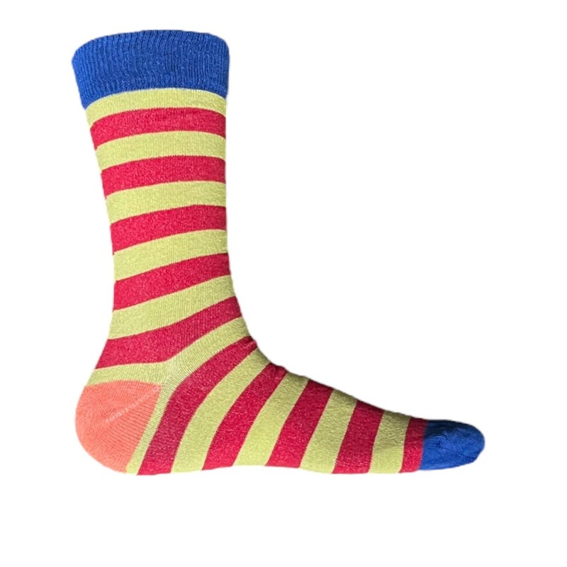 Cozy Flair 6 Pairs Men's Colourful Striped Cotton Rich Crew