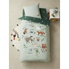 Vertbaudet Animal Researcher Bed Linen Set, Organic Cotton, Green, 140
