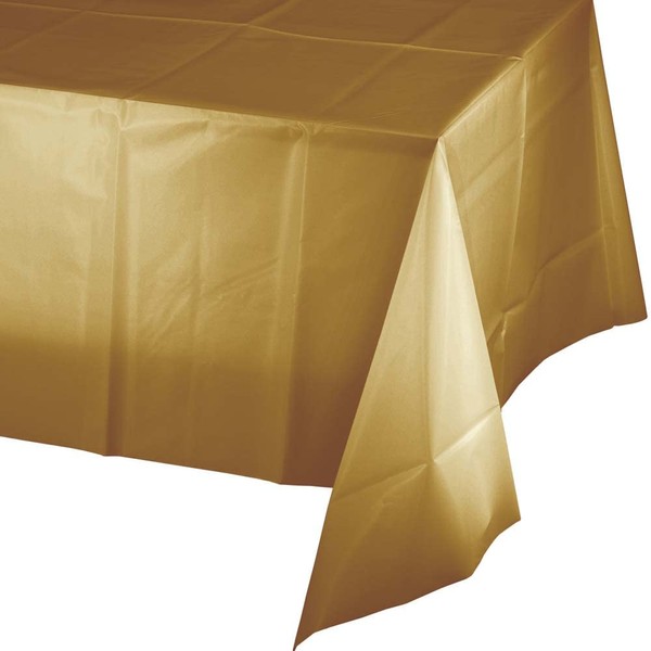 Creative Converting Glittering Gold Plastic Tablecloths, 3 ct