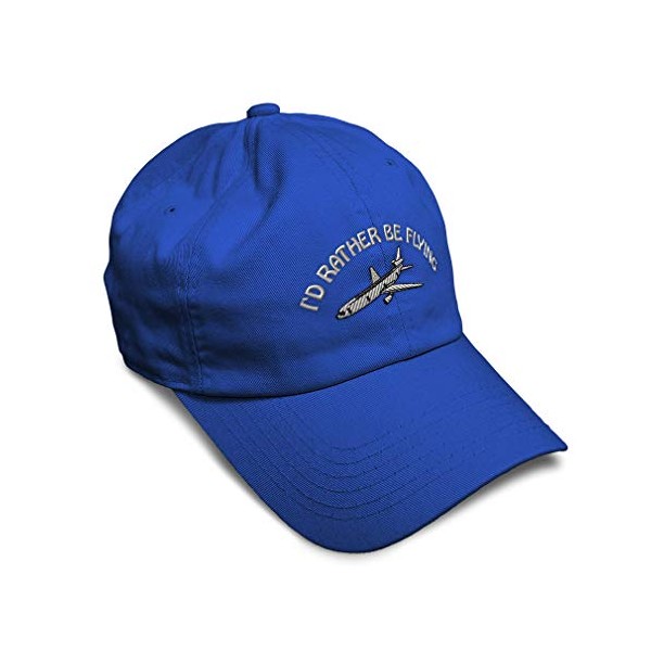 Speedy Pros Soft Baseball Cap Kc-10 I'd Rather Be Flying Embroidery Twill Cotton Dad Hats for Men & Women Buckle Closure Royal Blue