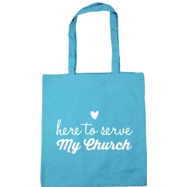 Hippowarehouse Here to serve my Church Tote Shopping Gym Beach Bag 42cm x38cm, 10 litres