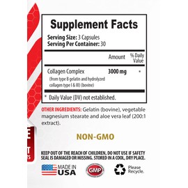 Bone and Joint Vitamins for Men - Collagen 3000MG HYDROLYZED PEPTIDES - Type I & III (Bovine) - Collagen with peptides Capsules - 2 Bottles 180 Capsules