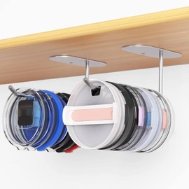 Zolyet Paquete de 2 organizadores de tapas, montaje autoadhesivo debajo del gabinete, sostiene múltiples tapas, perfecto para la cocina, diseño que ahorra espacio