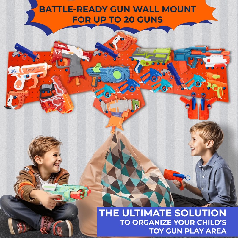 Skywin Wooden Pegboard for Nerf Gun Storage, Nerf Gun Wall