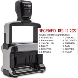 Rubber Stamp Creation - 5117 Professional 12-Message Stamp w/ Dater, Self-Inking, Red Ink Color