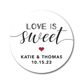 Love is Sweet Stickers for Wedding Favors, Custom Bridal or Baby Shower Favor Stickers, Welcome Bag Stickers, F9:26