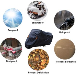 SEAZEN Motorcycle Cover Waterproof/Dustproof/Snowproof/UV Protection Motorcycle Covers 5 Layer Breathable Fabric with Lock-Holes fit for Most Types (Motorcycle-XL UP to 102")