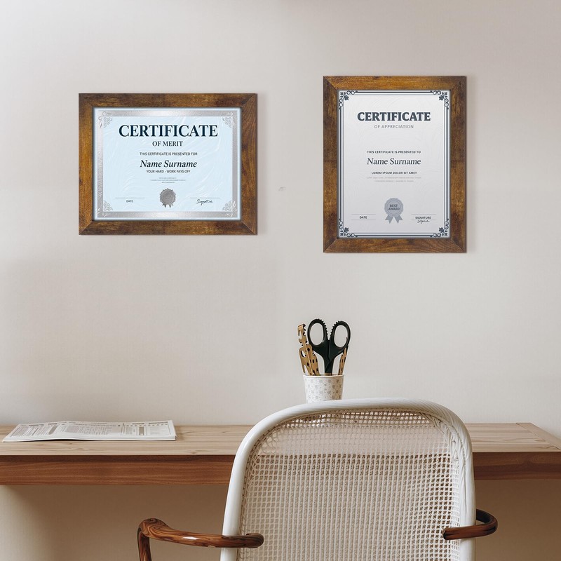 PETAFLOP 8.5x11 Picture Frame Rustic Certificate Frames Wall Tabletop Display