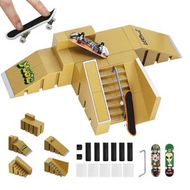Fingerboard Skate Park Kit,Skate Park Kit Ramp Parts for Finger Skateboard Fingerboard Ramp,Ramp Parts for Finger Skateboard Fingerboard Ramp Skate Park Kit with 2 Finger Skateboard