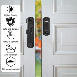 YQQYG 2 PCS Barn Door Latches, 180° Degree Flip Latch, Black Sliding Barn Door Lock for Barn, Pet Door, Garage, Bathroom, Cabinet Closet Door