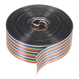 MECCANIXITY 1 Pcs 30 Pin Flat Rainbow Ribbon Cable 30 Ft 1.27mm Pitch Breadboard Jumper Wires for Electronic Projects