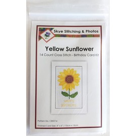 Yellow Sunflower Happy Birthday Card - 14 Count Cross Stitch Kit Free P+P