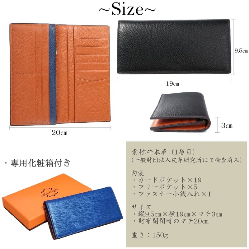 Cheval noir Long Wallet, Men's Wallet, Foldable, Genuine Leather, Bi-fold