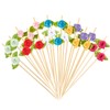 100 Counts Rose Flower Cocktail Picks 4.7 Inch Multicolor Cute