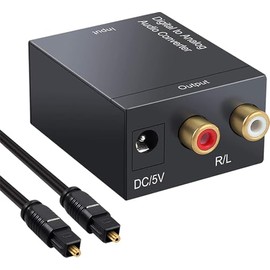 Parishop Digital to Analog Audio Converter Digital to Analog Audio Converter Tuamp Decoder Fiber Optic Signal 2 x RCA (L/R) DAC (Optical/Coaxial) Coaxial Input for Home Use with Fiber Optic Wire