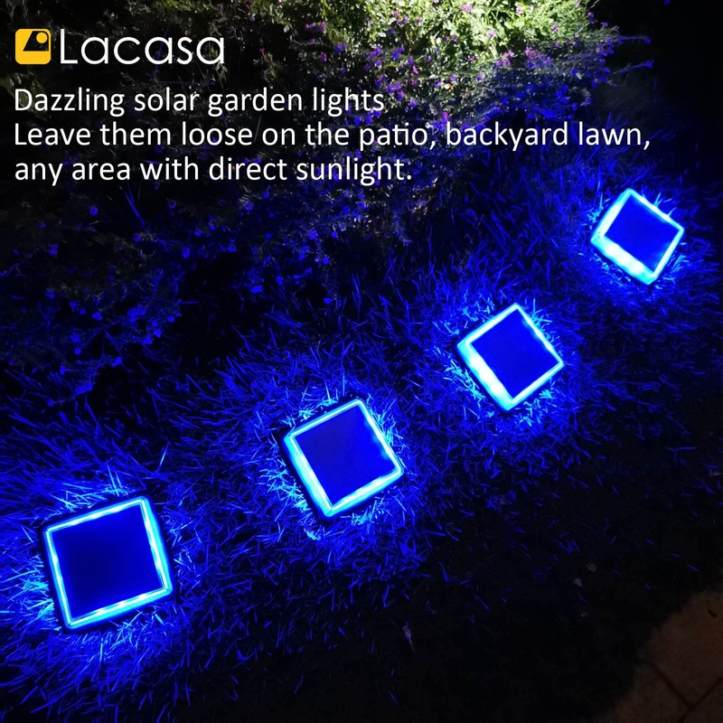 Lacasa Blue Solar Deck Lights 4 Pack, Dusk to Dawn