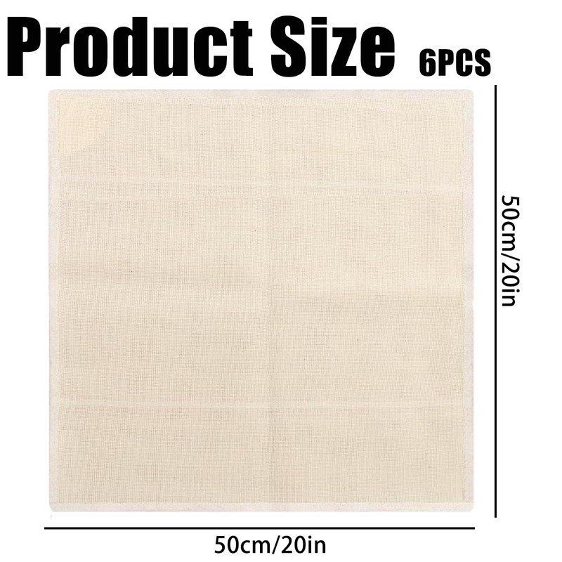 6 Straining Cloths, Cheesecloth, 50 x 50 cm, Purpose Cheese